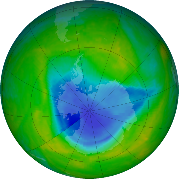 Antarctic ozone map for 21 November 2003